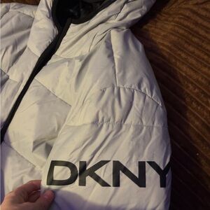 DKNY Black Quilted Jacket with Label Detail